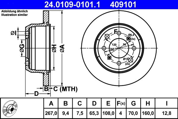 ATE 24.0109-0101.1 - Kočioni disk www.molydon.hr