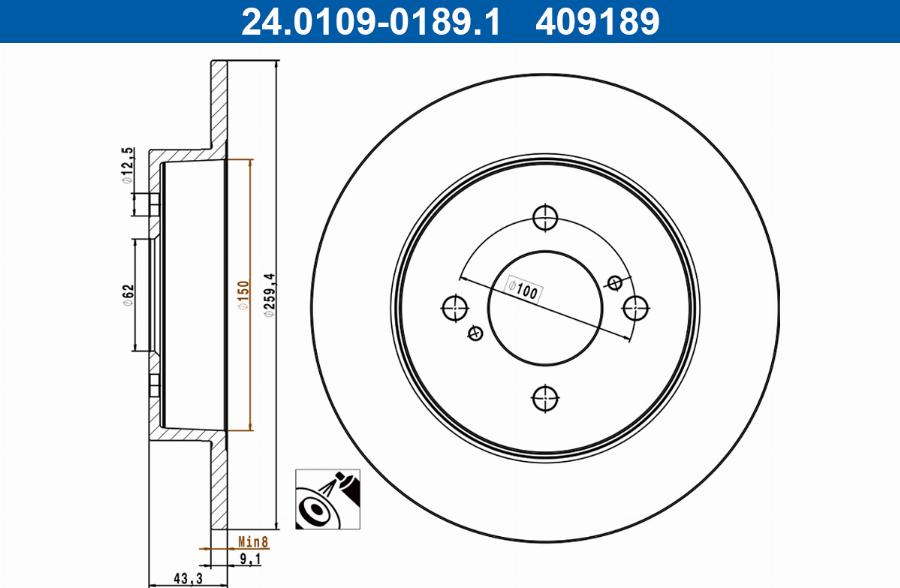 ATE 24.0109-0189.1 - Kočioni disk www.molydon.hr