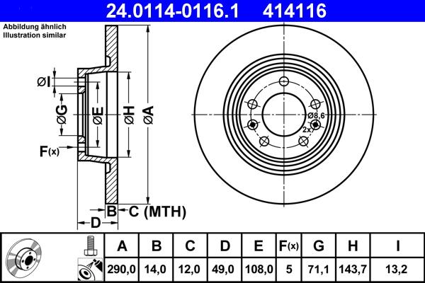 ATE 24.0114-0116.1 - Kočioni disk www.molydon.hr