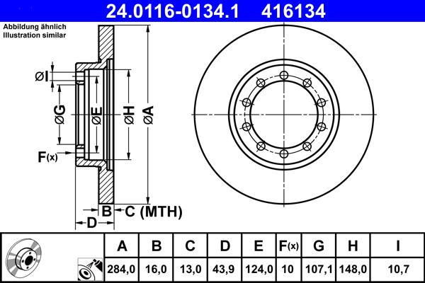 ATE 24.0116-0134.1 - Kočioni disk www.molydon.hr