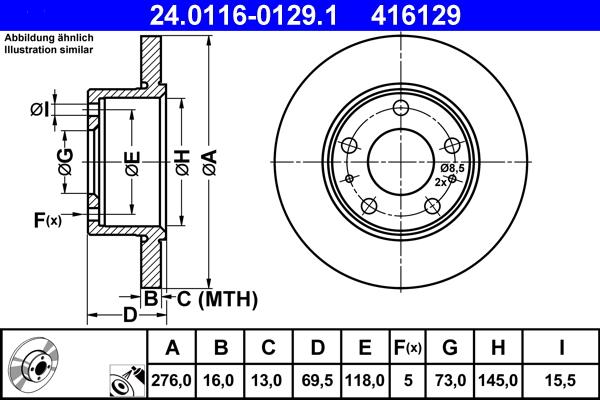 ATE 24.0116-0129.1 - Kočioni disk www.molydon.hr