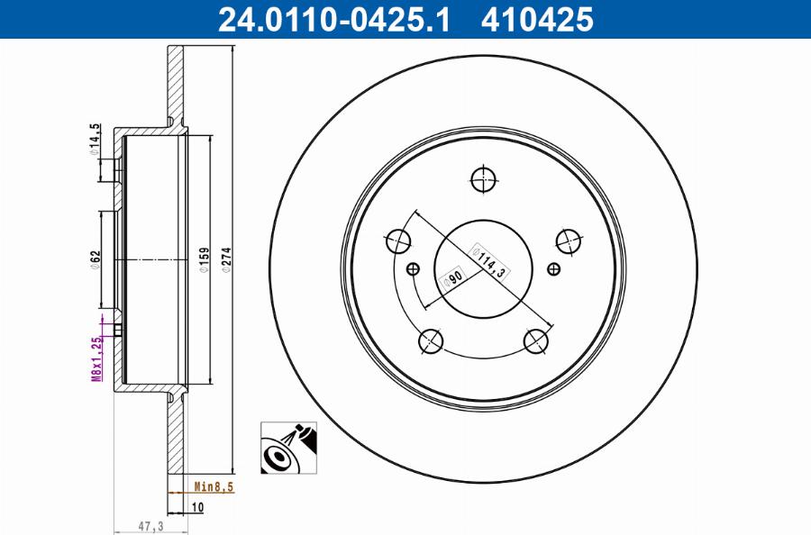 ATE 24.0110-0425.1 - Kočioni disk www.molydon.hr