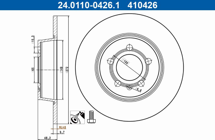 ATE 24.0110-0426.1 - Kočioni disk www.molydon.hr