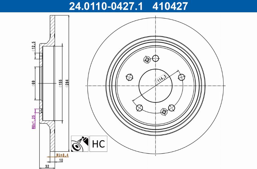 ATE 24.0110-0427.1 - Kočioni disk www.molydon.hr