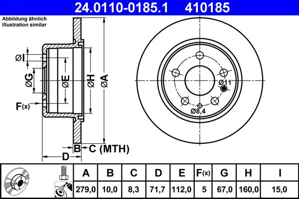 ATE 24.0110-0185.1 - Kočioni disk www.molydon.hr