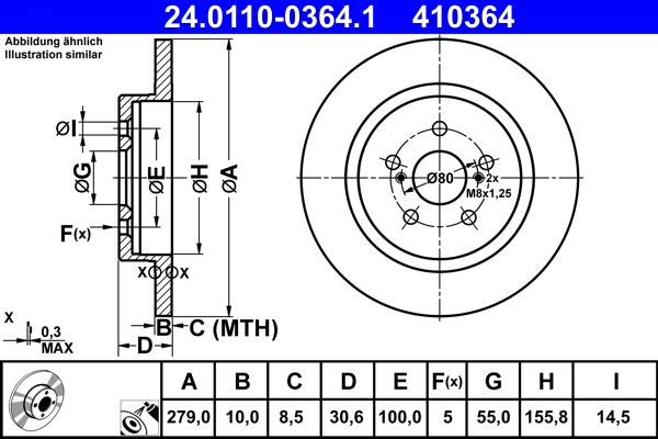 ATE 24.0110-0364.1 - Kočioni disk www.molydon.hr