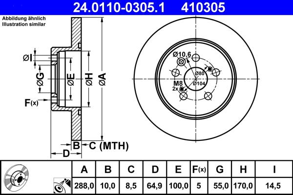 ATE 24.0110-0305.1 - Kočioni disk www.molydon.hr