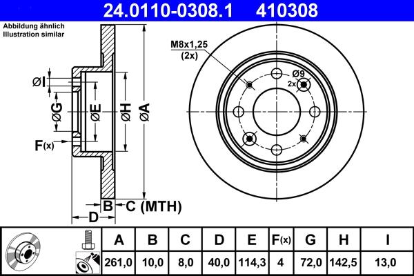 ATE 24.0110-0308.1 - Kočioni disk www.molydon.hr