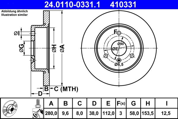 ATE 24.0110-0331.1 - Kočioni disk www.molydon.hr