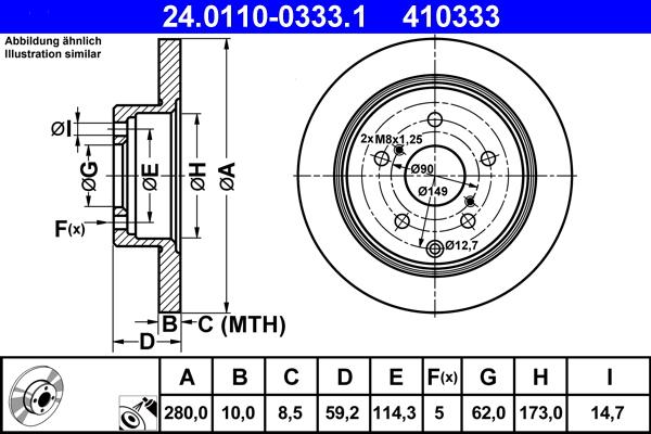 ATE 24.0110-0333.1 - Kočioni disk www.molydon.hr