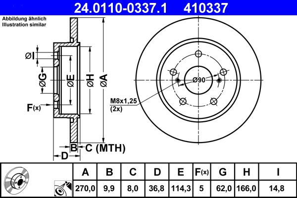 ATE 24.0110-0337.1 - Kočioni disk www.molydon.hr