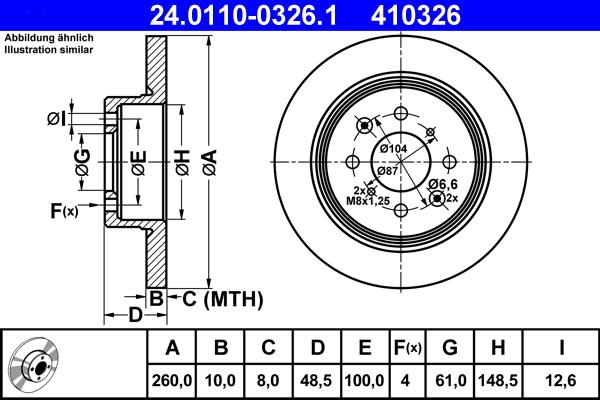 ATE 24.0110-0326.1 - Kočioni disk www.molydon.hr