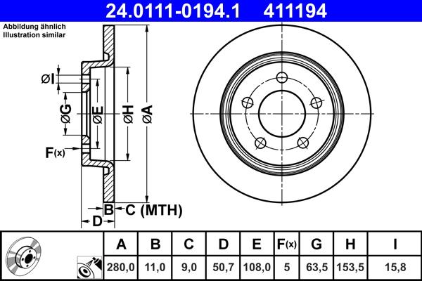 ATE 24.0111-0194.1 - Kočioni disk www.molydon.hr