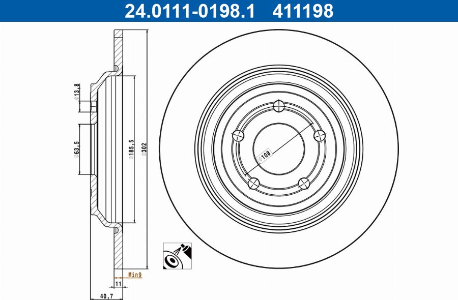 ATE 24.0111-0198.1 - Kočioni disk www.molydon.hr