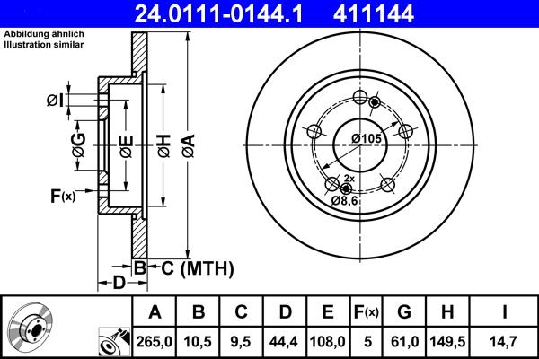 ATE 24.0111-0144.1 - Kočioni disk www.molydon.hr