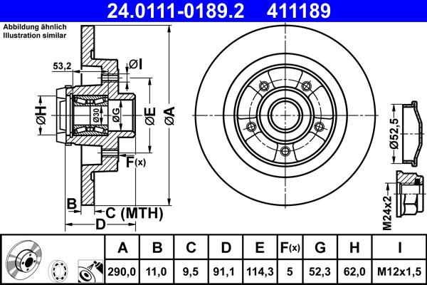 ATE 24.0111-0189.2 - Kočioni disk www.molydon.hr