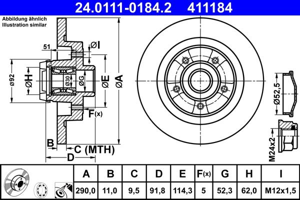 ATE 24.0111-0184.2 - Kočioni disk www.molydon.hr