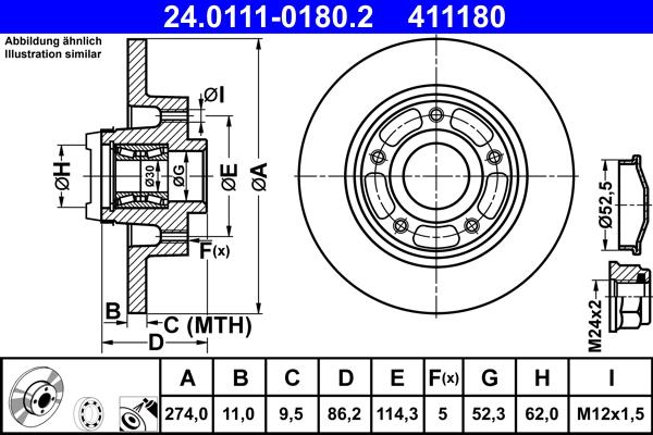 ATE 24.0111-0180.2 - Kočioni disk www.molydon.hr