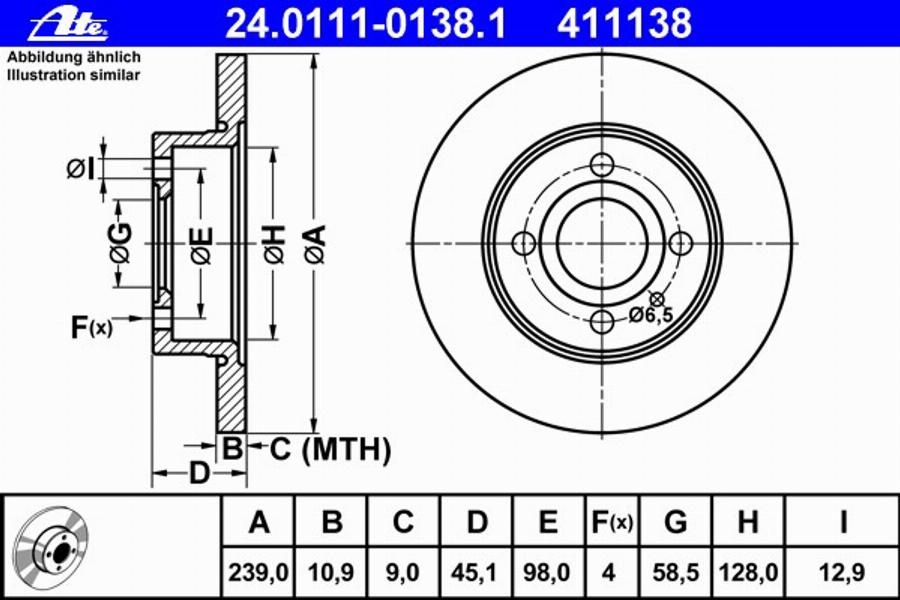 ATE 24011101381 - Kočioni disk www.molydon.hr