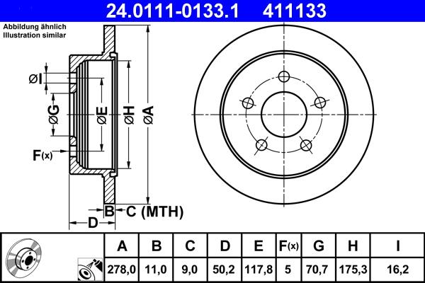 ATE 24.0111-0133.1 - Kočioni disk www.molydon.hr