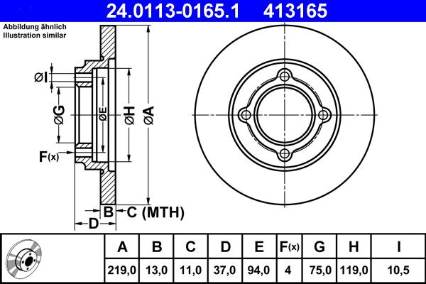 ATE 24.0113-0165.1 - Kočioni disk www.molydon.hr