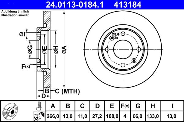 ATE 24.0113-0184.1 - Kočioni disk www.molydon.hr