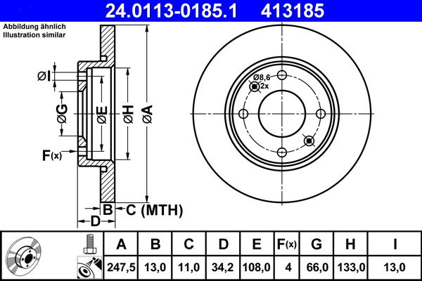 ATE 24.0113-0185.1 - Kočioni disk www.molydon.hr