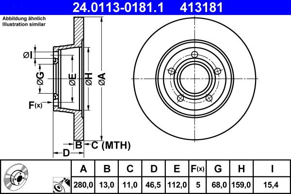 ATE 24.0113-0181.1 - Kočioni disk www.molydon.hr