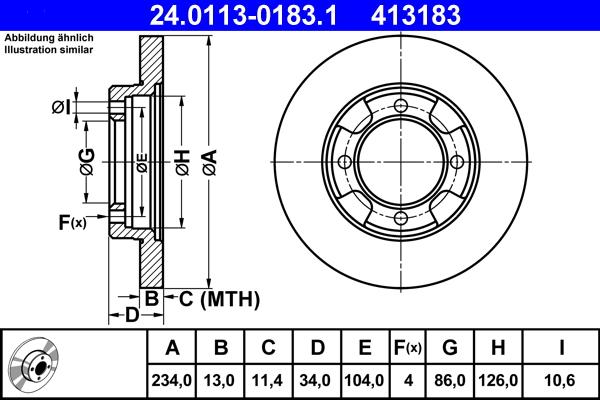 ATE 24.0113-0183.1 - Kočioni disk www.molydon.hr