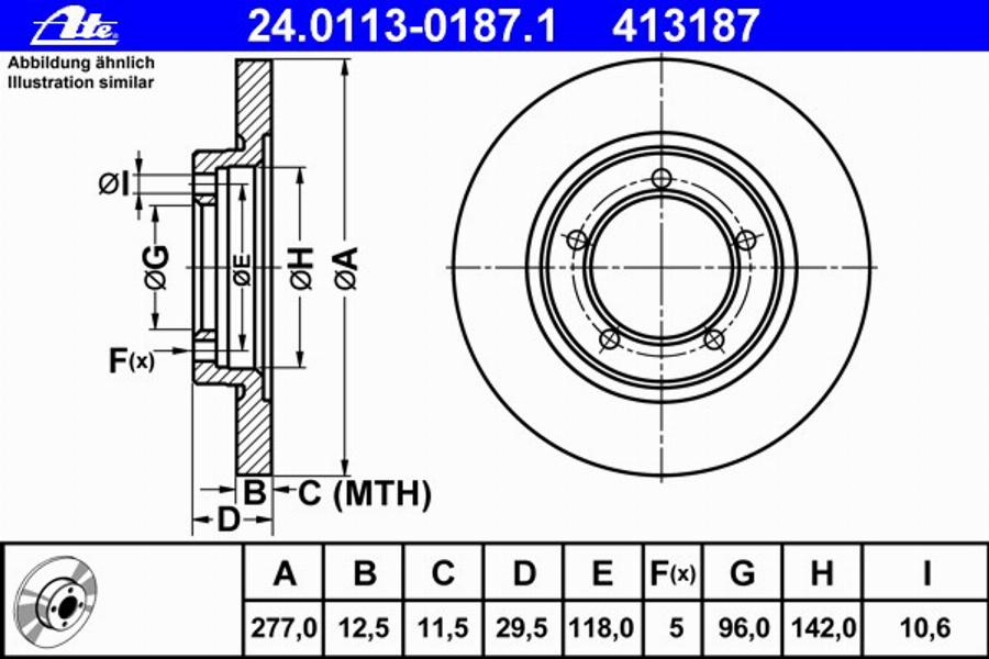 ATE 24 0113 0187 1 - Kočioni disk www.molydon.hr