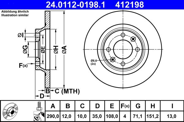 ATE 24.0112-0198.1 - Kočioni disk www.molydon.hr