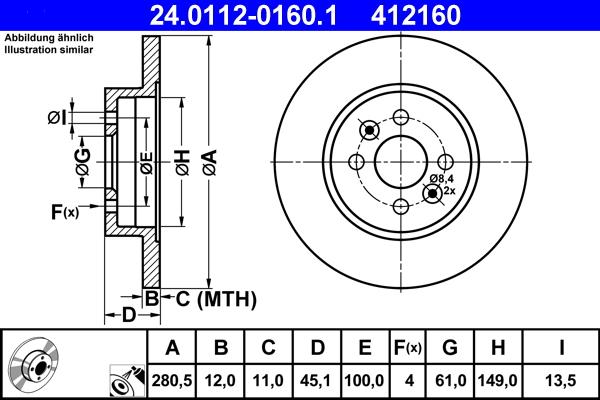 ATE 24.0112-0160.1 - Kočioni disk www.molydon.hr