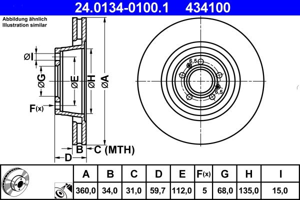 ATE 24.0134-0100.1 - Kočioni disk www.molydon.hr