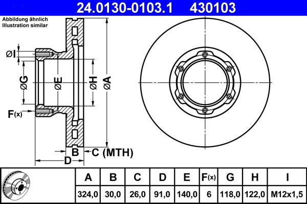 ATE 24.0130-0103.1 - Kočioni disk www.molydon.hr