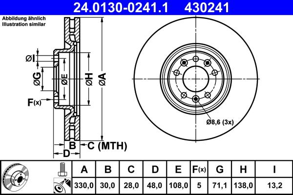 ATE 24.0130-0241.1 - Kočioni disk www.molydon.hr