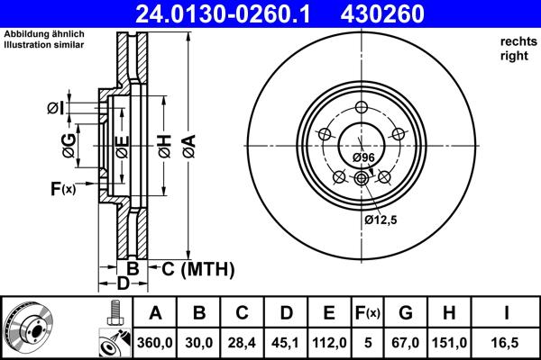 ATE 24.0130-0260.1 - Kočioni disk www.molydon.hr