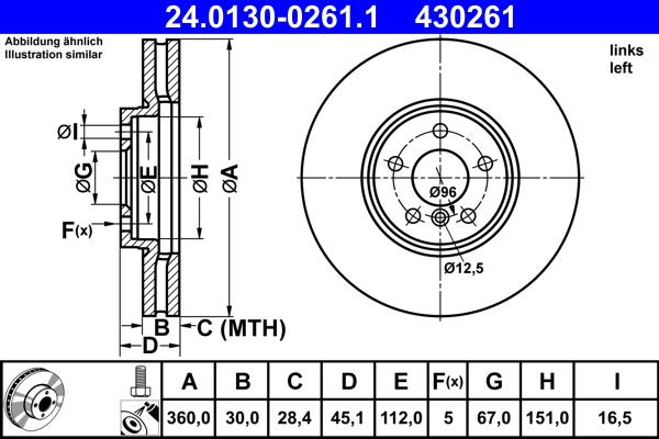 ATE 24.0130-0261.1 - Kočioni disk www.molydon.hr