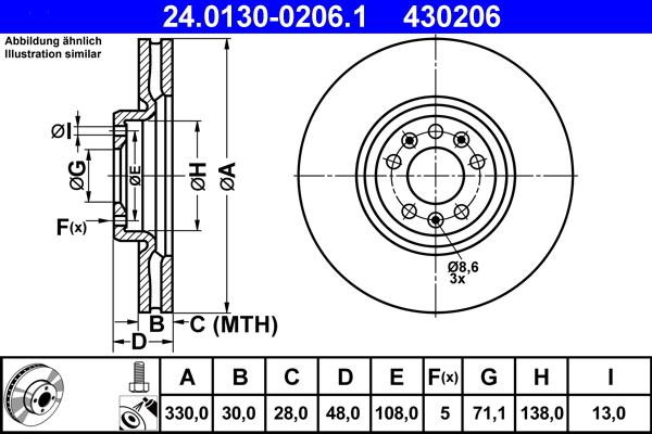 ATE 24.0130-0206.1 - Kočioni disk www.molydon.hr