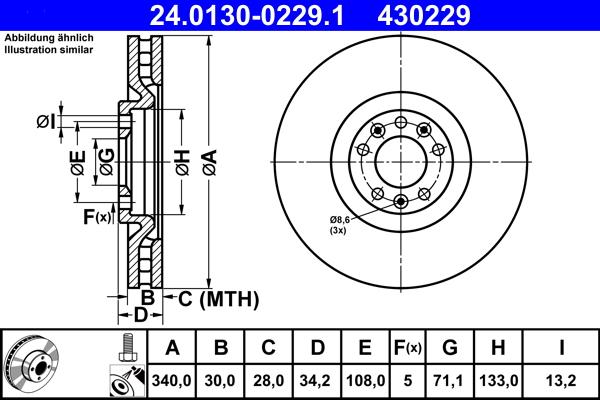 ATE 24.0130-0229.1 - Kočioni disk www.molydon.hr