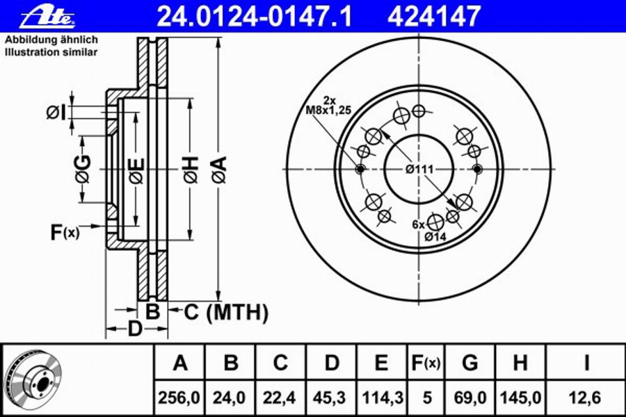 ATE 24.0124-0147.1 - Kočioni disk www.molydon.hr