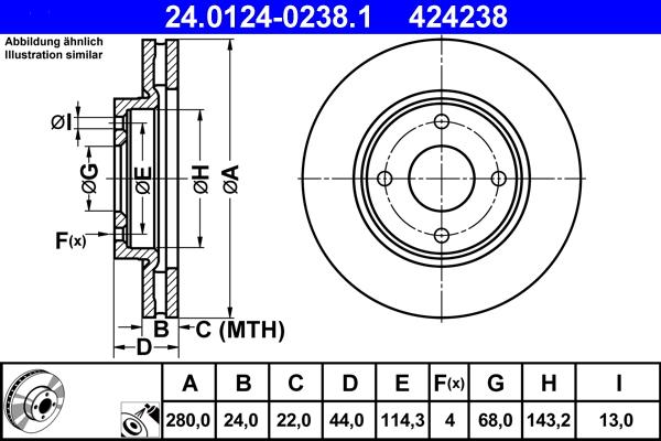 ATE 24.0124-0238.1 - Kočioni disk www.molydon.hr