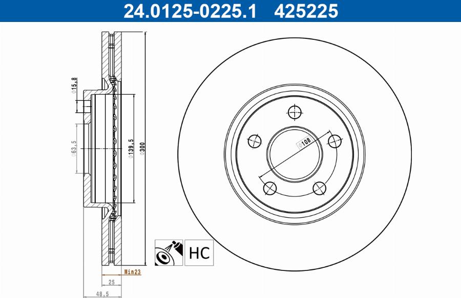 ATE 24.0125-0225.1 - Kočioni disk www.molydon.hr