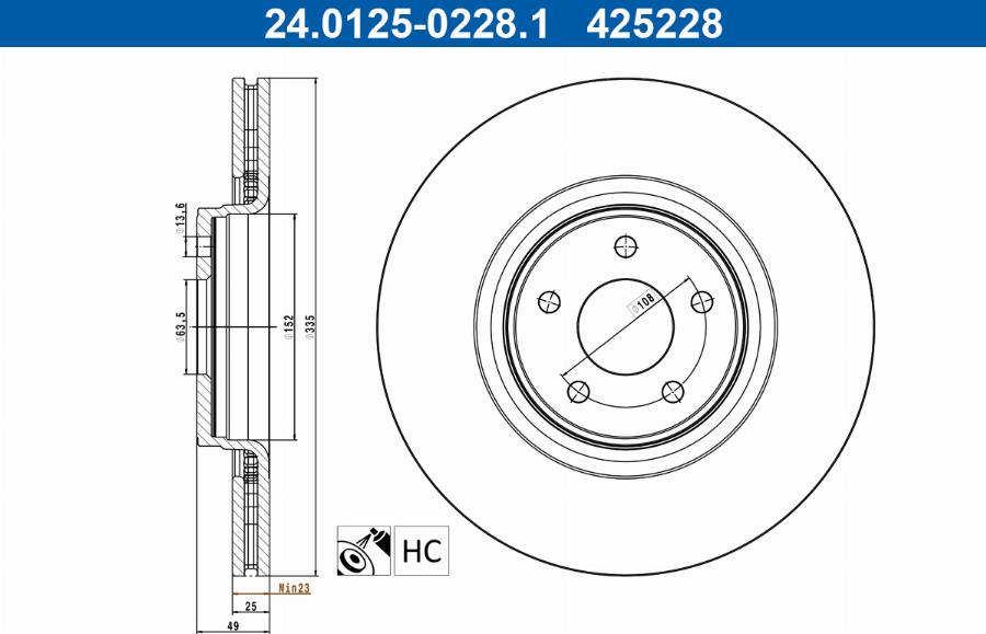 ATE 24.0125-0228.1 - Kočioni disk www.molydon.hr