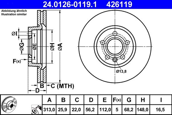 ATE 24.0126-0119.1 - Kočioni disk www.molydon.hr