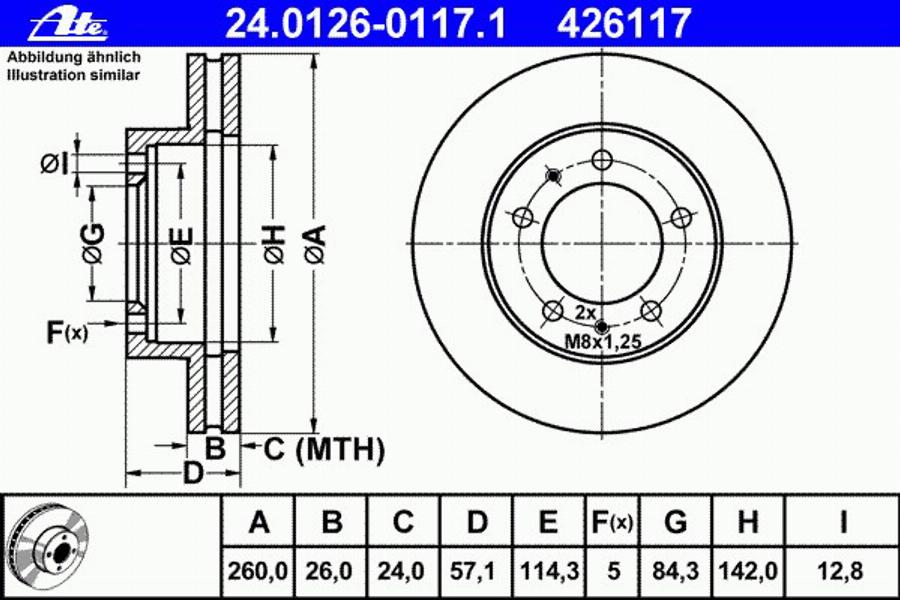 ATE 24 0126 0117 1 - Kočioni disk www.molydon.hr