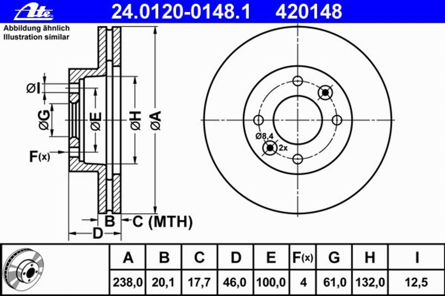 ATE 24012001481 - Kočioni disk www.molydon.hr