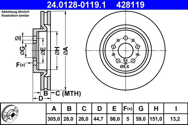 ATE 24.0128-0119.1 - Kočioni disk www.molydon.hr