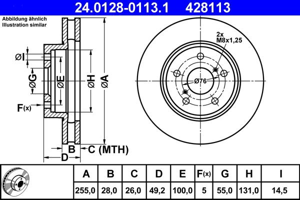 ATE 24.0128-0113.1 - Kočioni disk www.molydon.hr