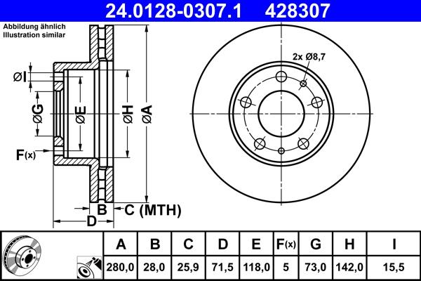 ATE 24.0128-0307.1 - Kočioni disk www.molydon.hr