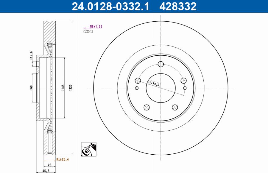 ATE 24.0128-0332.1 - Kočioni disk www.molydon.hr